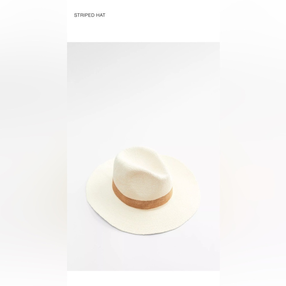 nwt zara cream hat with tan band medium